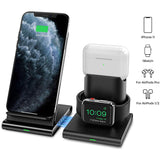3 in 1 Qi Wireless Charger with Magnetic Stand for iPhone Apple Watch AirPods