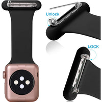 Silicone Replacement Watch Band Pin On Brooch Watch Band for Apple Watch 38mm 40mm Black and White