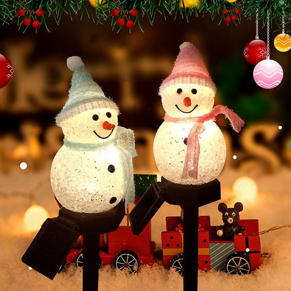 4Pcs LED Solar Christmas Snowman Garden Stake Lamp Outdoor Landscape Light Xmas Decor