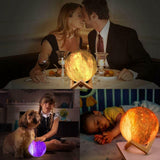 15CM 3D Galaxy Lunar Moon Lamp 16 Color Touch Remote Night Light Star
