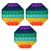 3 X Same Styles Rainbow Coloured Push pop Bubble Sensory Fidget Toys Stress Relievers Anxiety Relief Toys