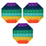 3 X Same Styles Rainbow Coloured Push pop Bubble Sensory Fidget Toys Stress Relievers Anxiety Relief Toys