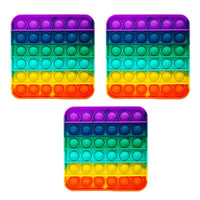 3 X Same Styles Rainbow Coloured Push pop Bubble Sensory Fidget Toys Stress Relievers Anxiety Relief Toys