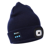 2 in 1 Unisex Beanie Rechargeable Wireless Bluetooth Musical Hat Knitted Hat with LED Flashlight