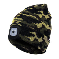 2 in 1 Unisex Beanie Rechargeable Wireless Bluetooth Musical Hat Knitted Hat with LED Flashlight