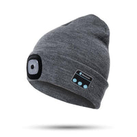 2 in 1 Unisex Beanie Rechargeable Wireless Bluetooth Musical Hat Knitted Hat with LED Flashlight