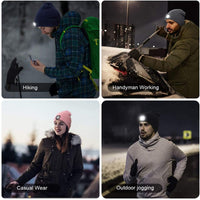 2 in 1 Unisex Beanie Rechargeable Wireless Bluetooth Musical Hat Knitted Hat with LED Flashlight