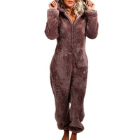 Women's Fleece Teddy Rompers One-Piece Pajamas Onesie Jumpsuit