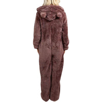 Women's Fleece Teddy Rompers One-Piece Pajamas Onesie Jumpsuit