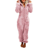 Women's Fleece Teddy Rompers One-Piece Pajamas Onesie Jumpsuit