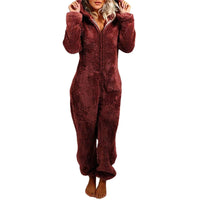 Women's Fleece Teddy Rompers One-Piece Pajamas Onesie Jumpsuit